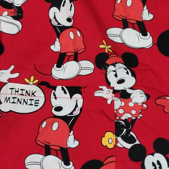 Disney Mickey and Minne Womens sz Lg  Medical Scrub Top Think Mickey - Picture 3 of 8